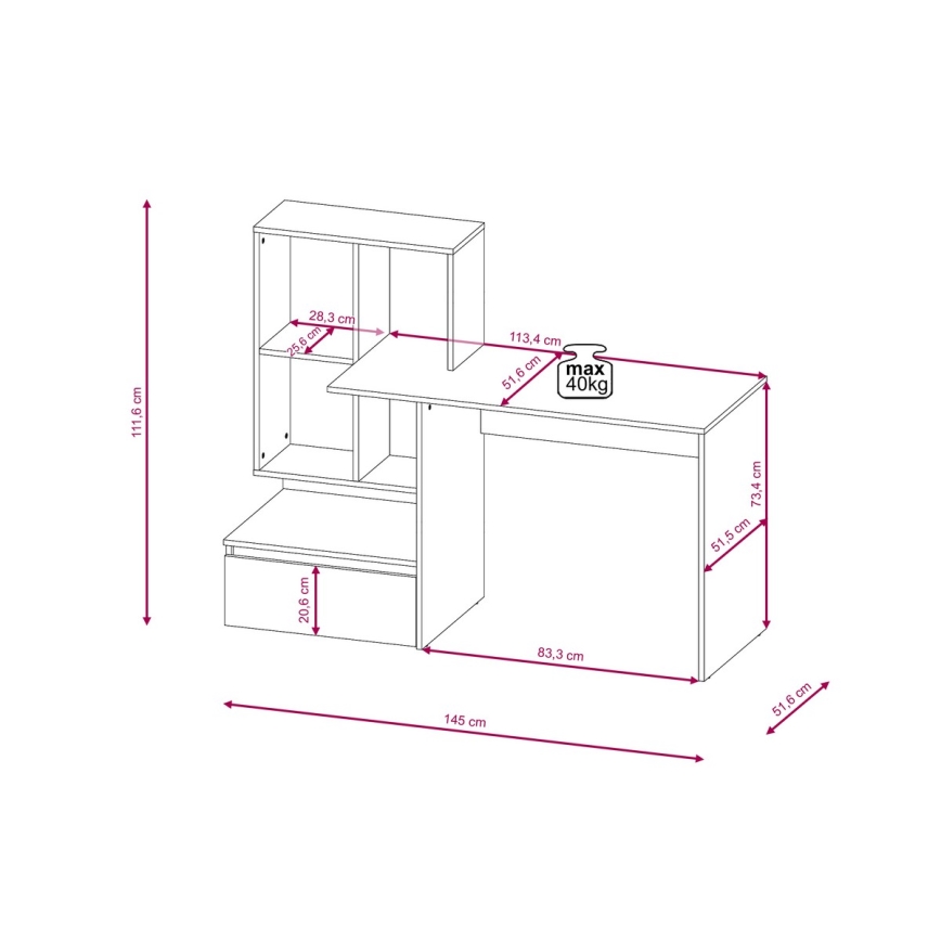 Schreibtisch mit Regal MARLO Artisan-Eiche/Weiß