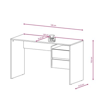 Schreibtisch mit Schubladen MARLO, Betongrau/Weiß