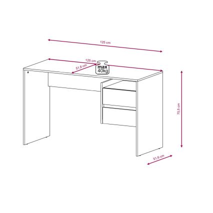 Schreibtisch mit Schubladen MARLO Eiche Artisan/Weiß