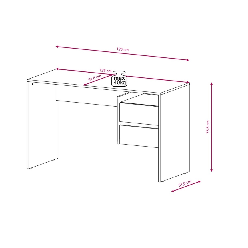 Schreibtisch mit Schubladen MARLO Eiche Artisan/Weiß