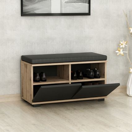 Schuhschrank DRAGO 42x80 cm schwarz/Nussbaum