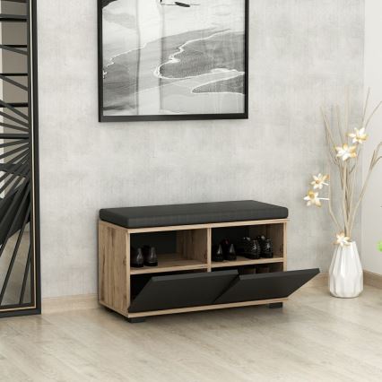 Schuhschrank DRAGO 42x80 cm schwarz/Nussbaum
