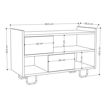 Schuhschrank TROY 53,5x83,5 cm grau