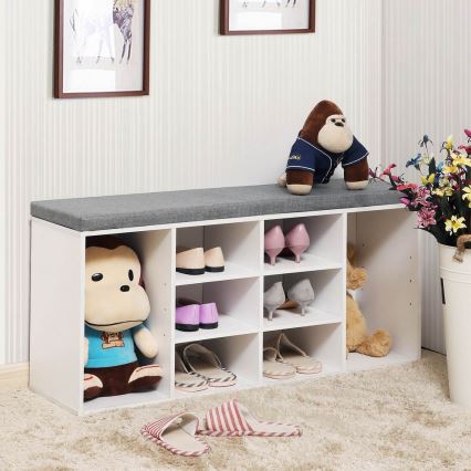 Schuhschrank VOREN weiß/grau