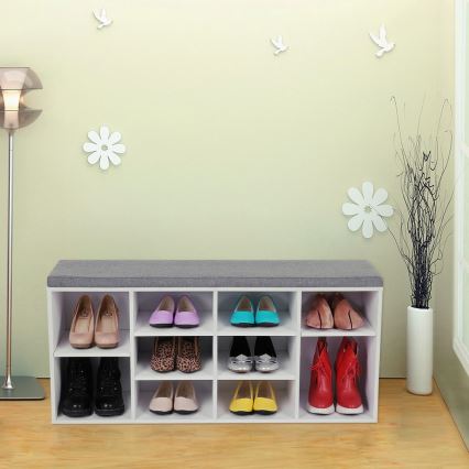 Schuhschrank VOREN weiß/grau