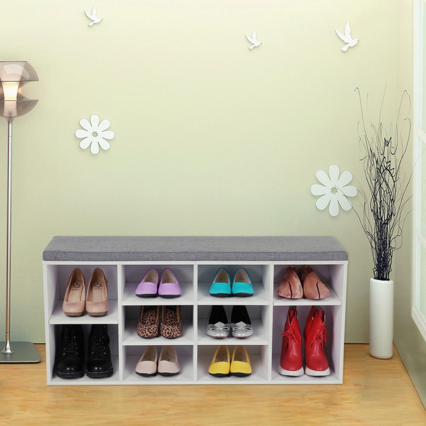 Schuhschrank VOREN weiß/grau