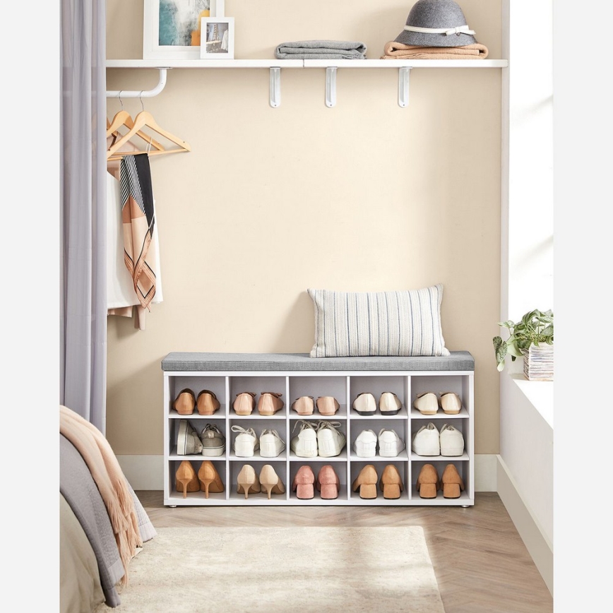 Schuhschrank VOREN weiß/grau