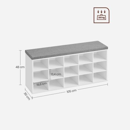 Schuhschrank VOREN weiß/grau