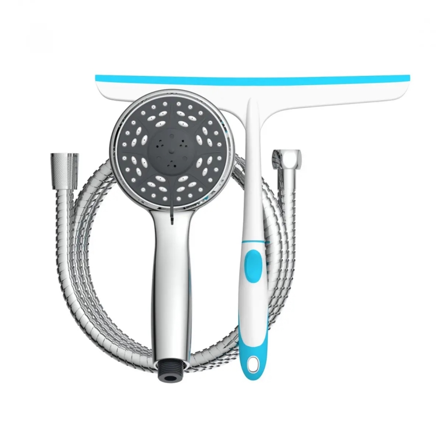 Schütte 64197 - Duschgarnitur in glänzendem Chrom + Glasabzieher