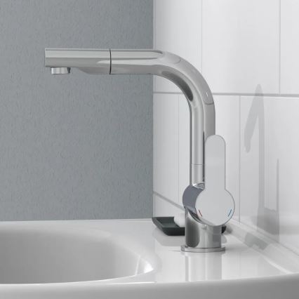 Schütte 79710 - Spültischarmatur LONDON mit ausziehbarer Brause, glänzender Chrom