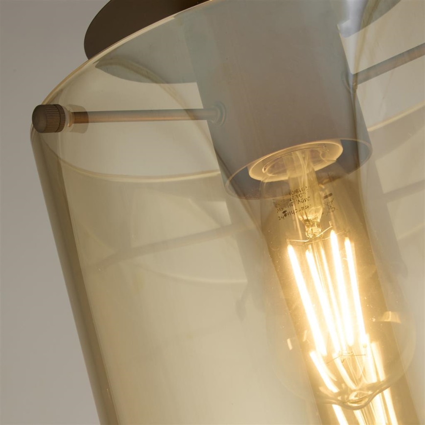 Searchlight - Deckenleuchte SWEDEN 1xE27/60W/230V Ø 22 cm braun/rauchglas