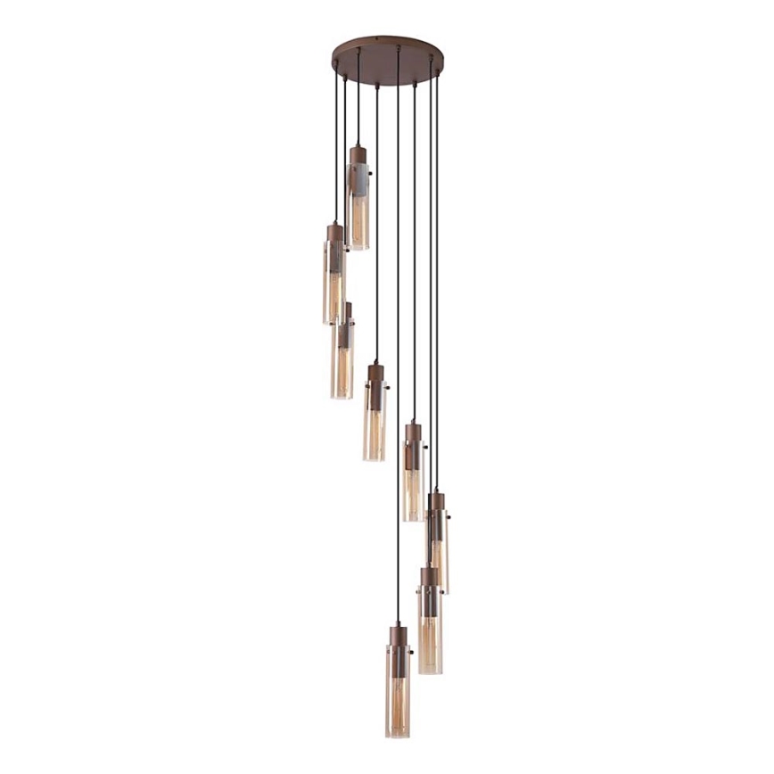 Searchlight - Hängeleuchte an Kabel SWEDEN 8xE27/60W/230V braun/rauchfarben