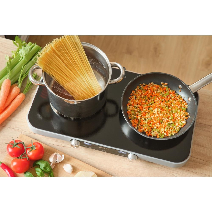 Sencor - Doppelkochfeld mit Glaskeramik und LCD-Display 3500W/230V
