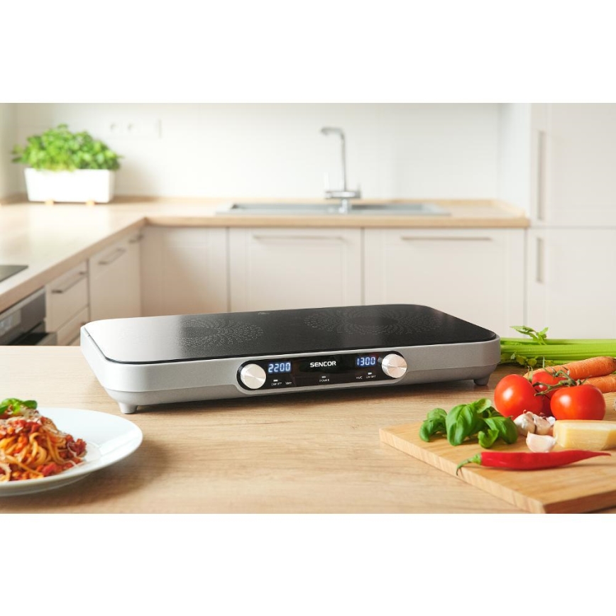 Sencor - Doppelkochfeld mit Glaskeramik und LCD-Display 3500W/230V