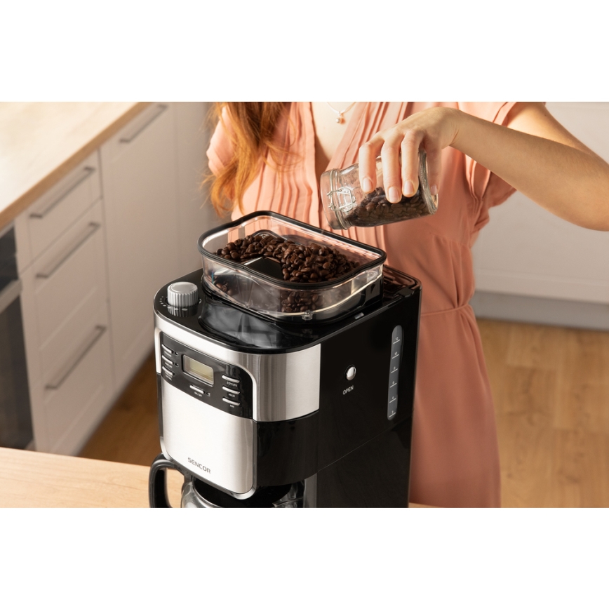 Sencor - Filterkaffeemaschine 1,5 l mit LCD-Display 900W/230V