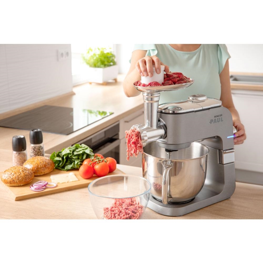 Sencor - Küchenmaschine mit Edelstahlschüssel 1700W/230V mattchrom