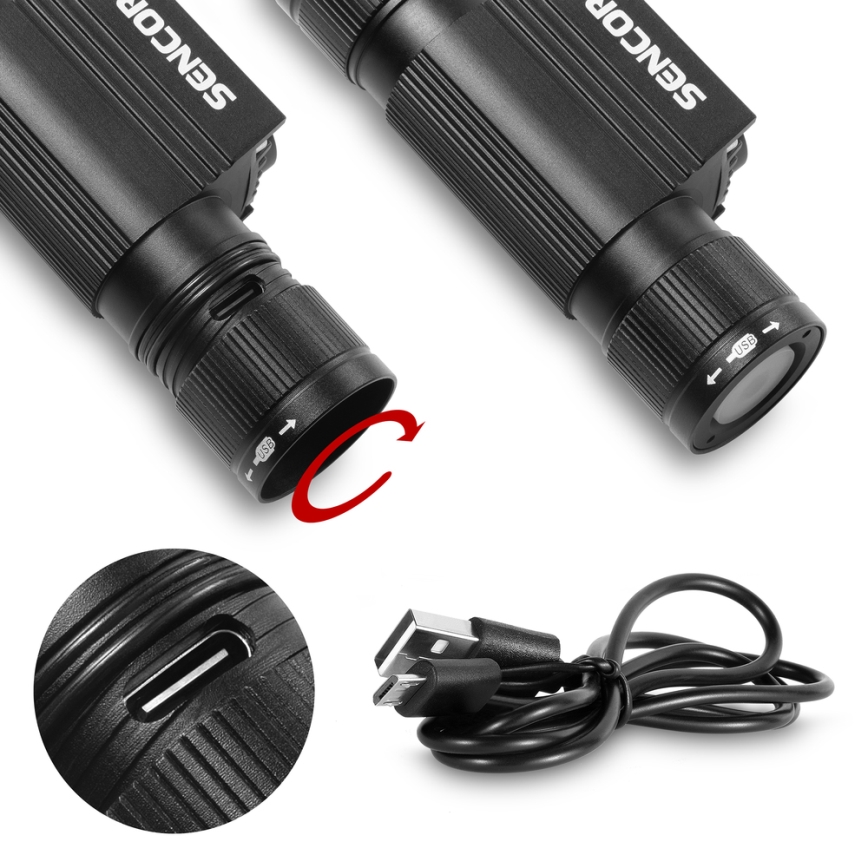 Sencor - LED wiederaufladbare Aluminium Stirnlampe LED/5W/2600 mAh IP65