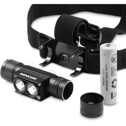 Sencor - LED wiederaufladbare Aluminium Stirnlampe LED/5W/2600 mAh IP65