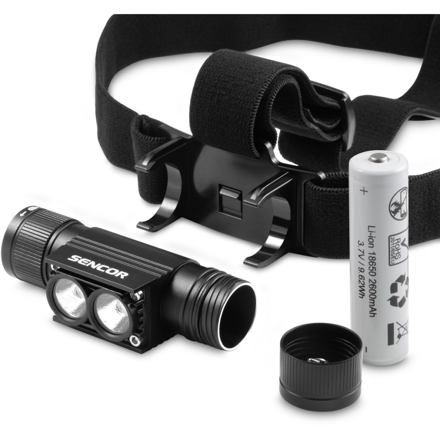 Sencor - LED wiederaufladbare Aluminium Stirnlampe LED/5W/2600 mAh IP65