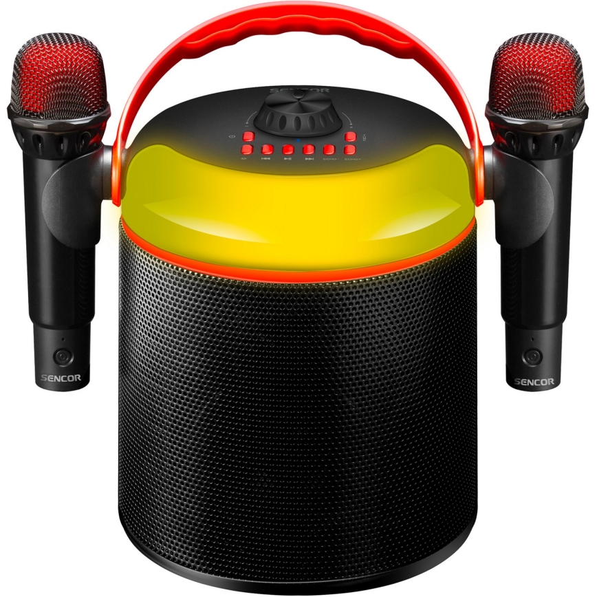 Sencor - LED-Lautsprecher mit kabellosen Mikrofonen 4000 mAh + 2x 1200 mAh