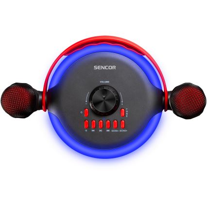 Sencor - LED-Lautsprecher mit kabellosen Mikrofonen 4000 mAh + 2x 1200 mAh