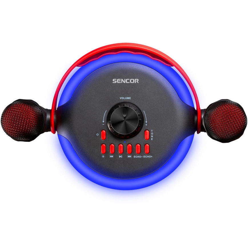 Sencor - LED-Lautsprecher mit kabellosen Mikrofonen 4000 mAh + 2x 1200 mAh