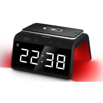 Sencor - LED RGB Wecker mit kabelloser Aufladung 10W/1xCR2032