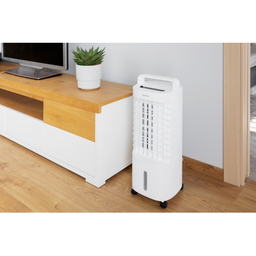 Sencor - Mobiler Luftkühler mit LED-Display 3in1 45W/230V Weiß + Fernbedienung