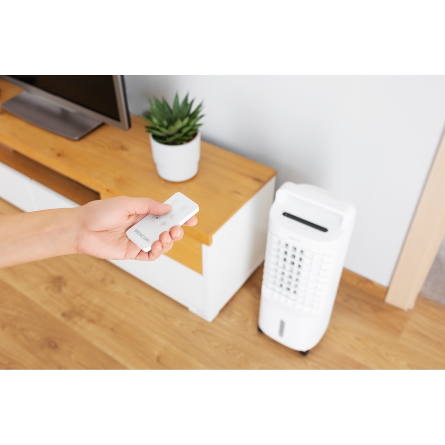 Sencor - Mobiler Luftkühler mit LED-Display 3in1 45W/230V Weiß + Fernbedienung