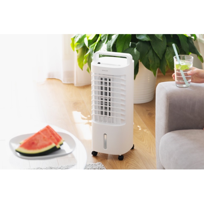 Sencor - Mobiler Luftkühler mit LED-Display 3in1 45W/230V Weiß + Fernbedienung