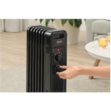 Sencor - Ölradiator mit 7 Heizrippen 600/900/1500W/230V schwarz