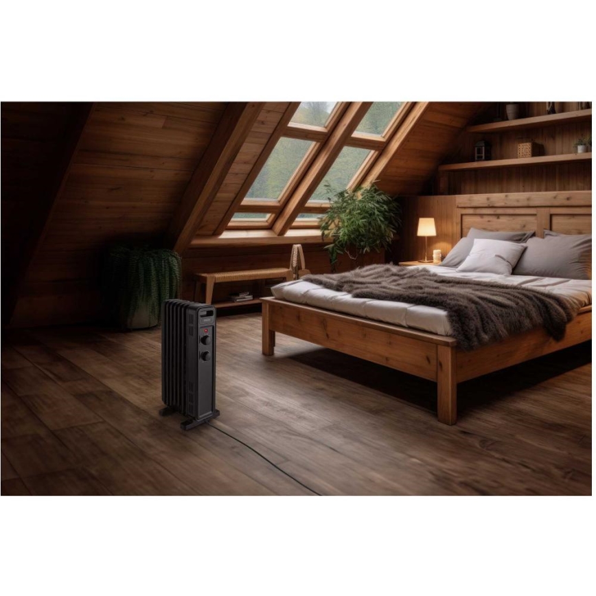 Sencor - Ölradiator mit 7 Heizrippen 600/900/1500W/230V schwarz