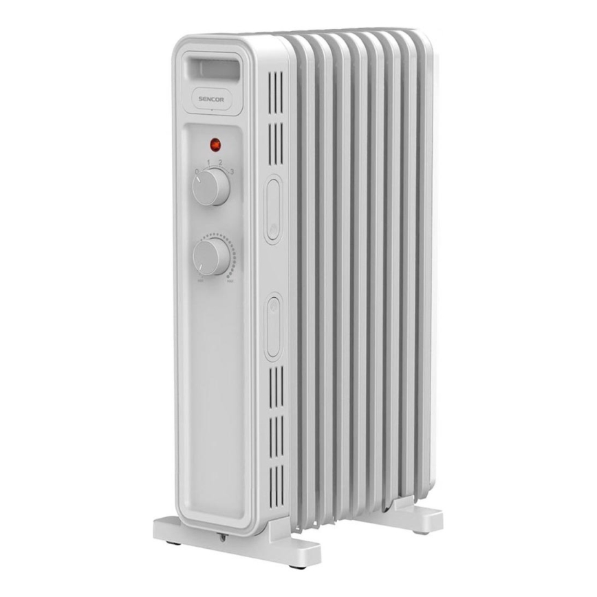 Sencor - Ölradiator mit 9 Rippen, 3 Heizstufen 800/1200/2000W/230V, weiß