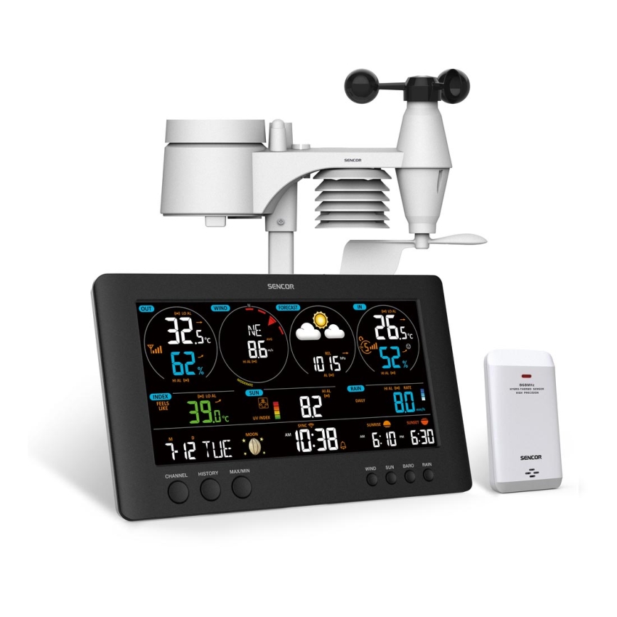 Sencor - Professionelle Wetterstation mit farbigem LCD-Display 5V/1xCR2032 + 3xAA Wi-Fi