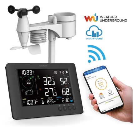 Sencor - Professionelle Wetterstation mit Farb-LCD-Display und Wecker 5V/1xCR2032 + 3xAA Wi-Fi