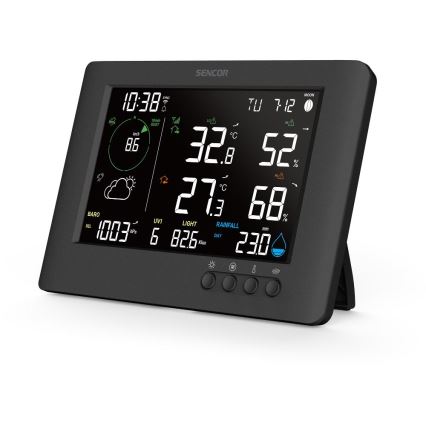 Sencor - Professionelle Wetterstation mit Farb-LCD-Display und Wecker 5V/1xCR2032 + 3xAA Wi-Fi