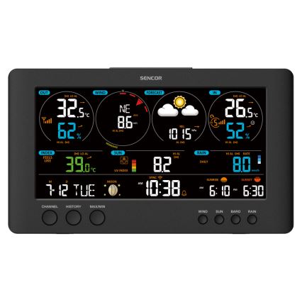 Sencor - Profi-Wetterstation mit Farb-LCD-Anzeige 5V/1xCR2032 + 3xAA Wi-Fi