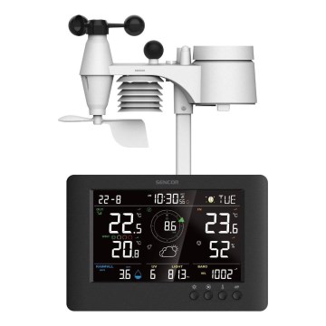 Sencor - Profi-Wetterstation mit Farb-LCD-Anzeige und Wecker 5V/1xCR2032 + 3xAA