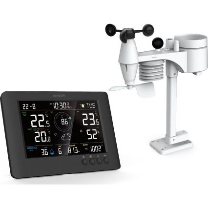 Sencor - Profi-Wetterstation mit Farb-LCD-Anzeige und Wecker 5V/1xCR2032 + 3xAA
