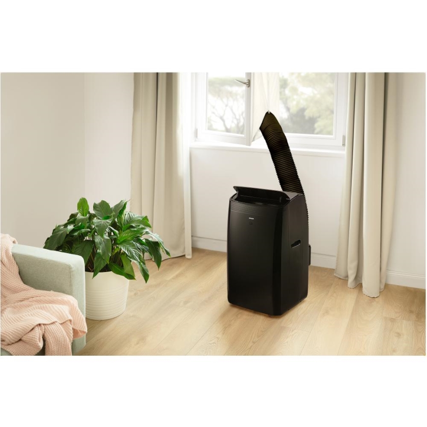 Sencor - Intelligente mobile Klimaanlage 4in1 inklusive komplettem Zubehör 900W/230V 9000 BTU Wi-Fi schwarz + Fernbedienung