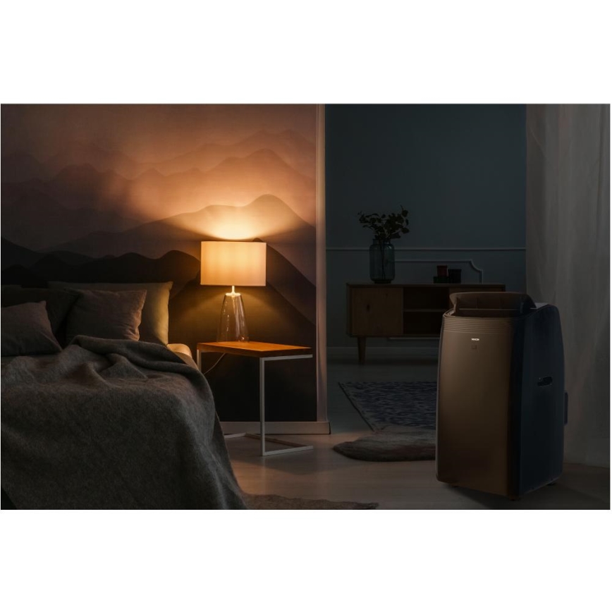 Sencor - Intelligente mobile Klimaanlage 4in1 inklusive komplettem Zubehör 900W/230V 9000 BTU Wi-Fi schwarz + Fernbedienung