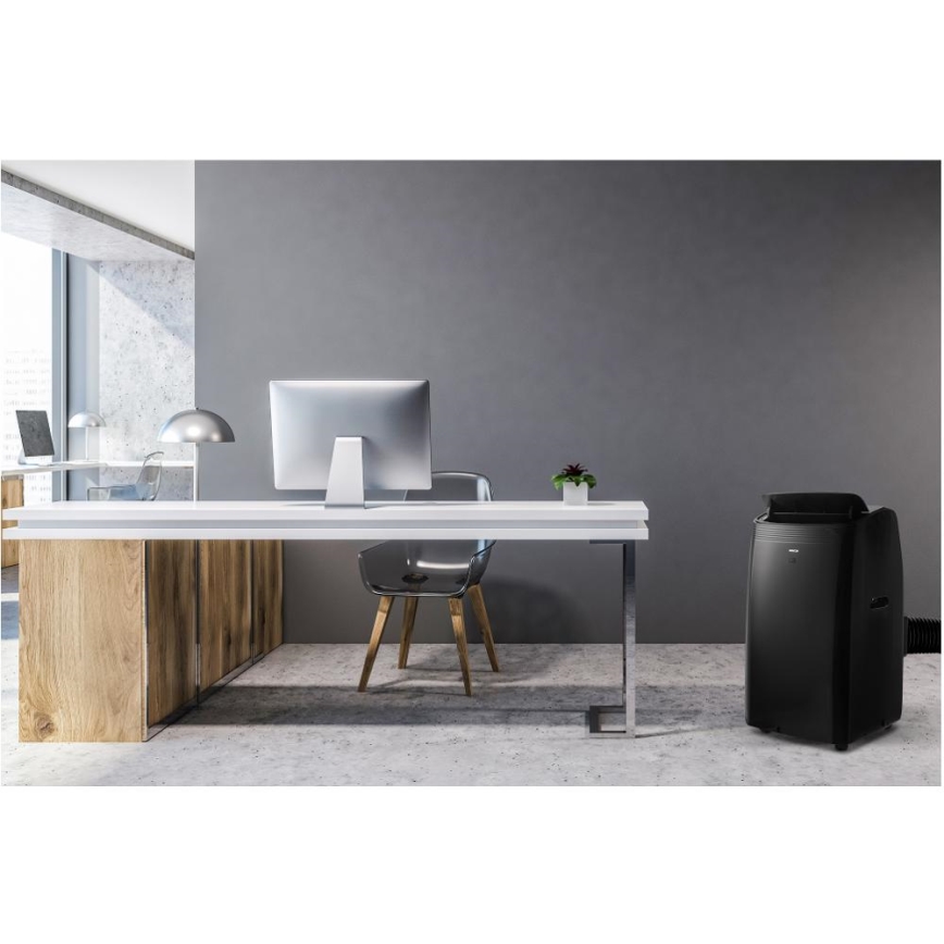 Sencor - Intelligente mobile Klimaanlage 4in1 inklusive komplettem Zubehör 900W/230V 9000 BTU Wi-Fi schwarz + Fernbedienung