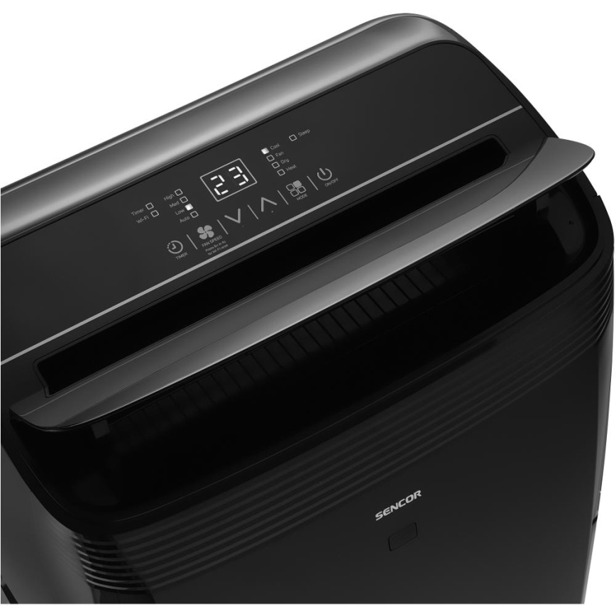 Sencor - Intelligente mobile Klimaanlage 4in1 inklusive komplettem Zubehör 900W/230V 9000 BTU Wi-Fi schwarz + Fernbedienung
