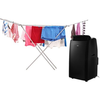 Sencor - Intelligente mobile Klimaanlage 4in1 inklusive komplettem Zubehör 900W/230V 9000 BTU Wi-Fi schwarz + Fernbedienung