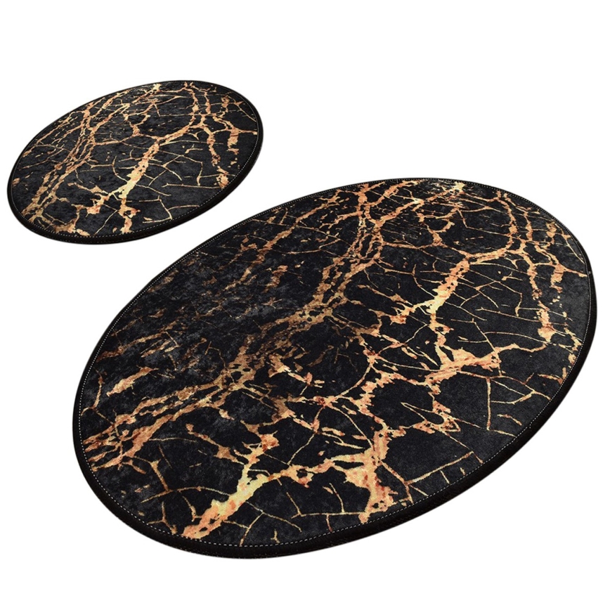SET 2x Badematte GOLDES 60/100 cm schwarz/gold