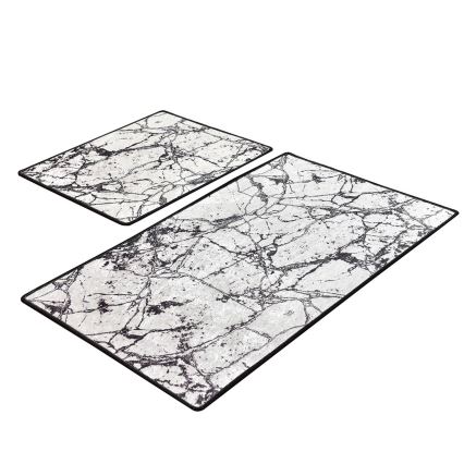 SET 2x Badezimmerteppich MARBLE 60/100 cm weiß/schwarz