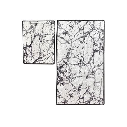 SET 2x Badezimmerteppich MARBLE 60/100 cm weiß/schwarz