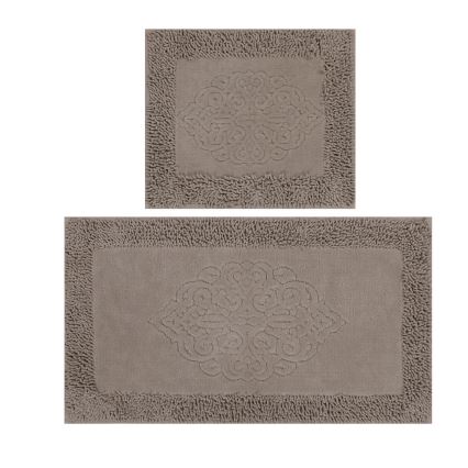 SET 2x Badezimmerteppich PIANTE 60/100 cm braun