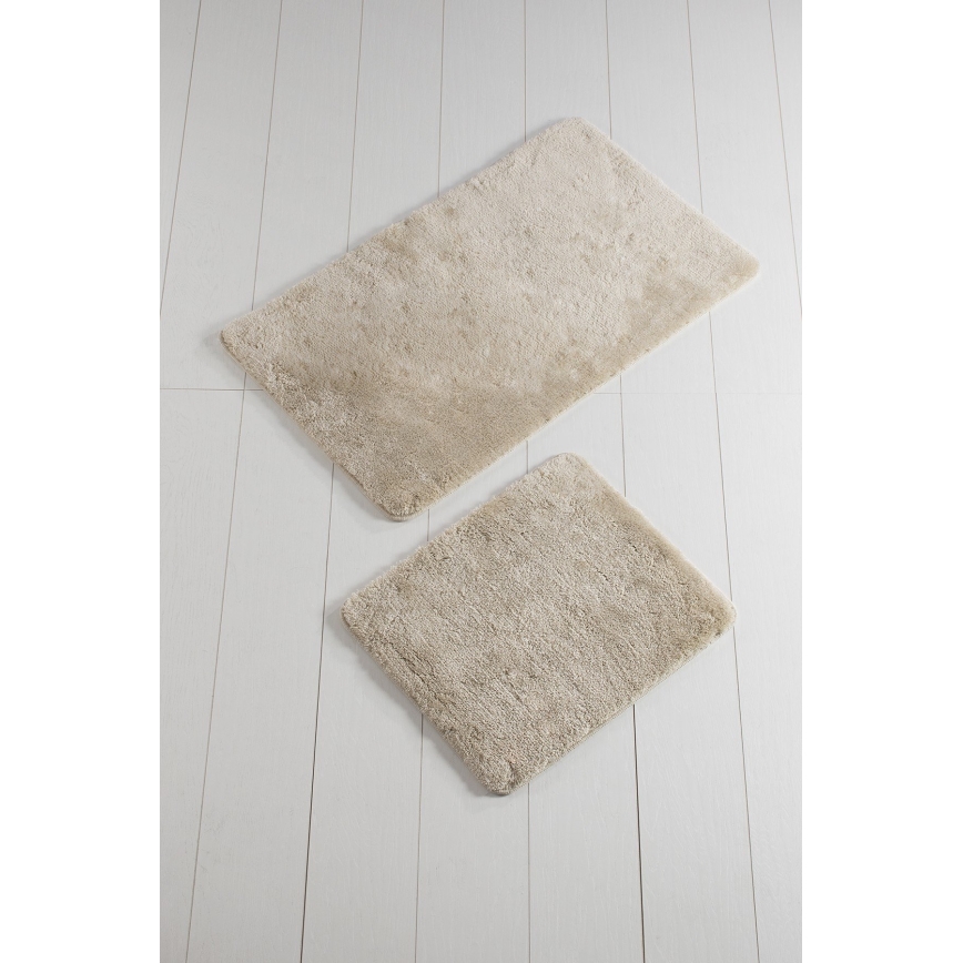 SET 2x Badezimmerteppich 60/100 cm beige