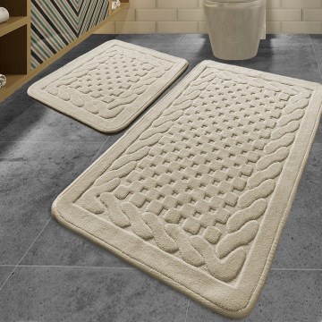 SET 2x Badezimmerteppich BAMBI 60/100 cm beige